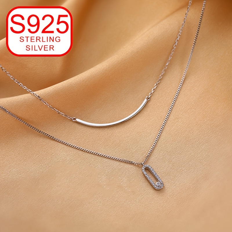 925 Silver Double Layer Collarbone Necklace